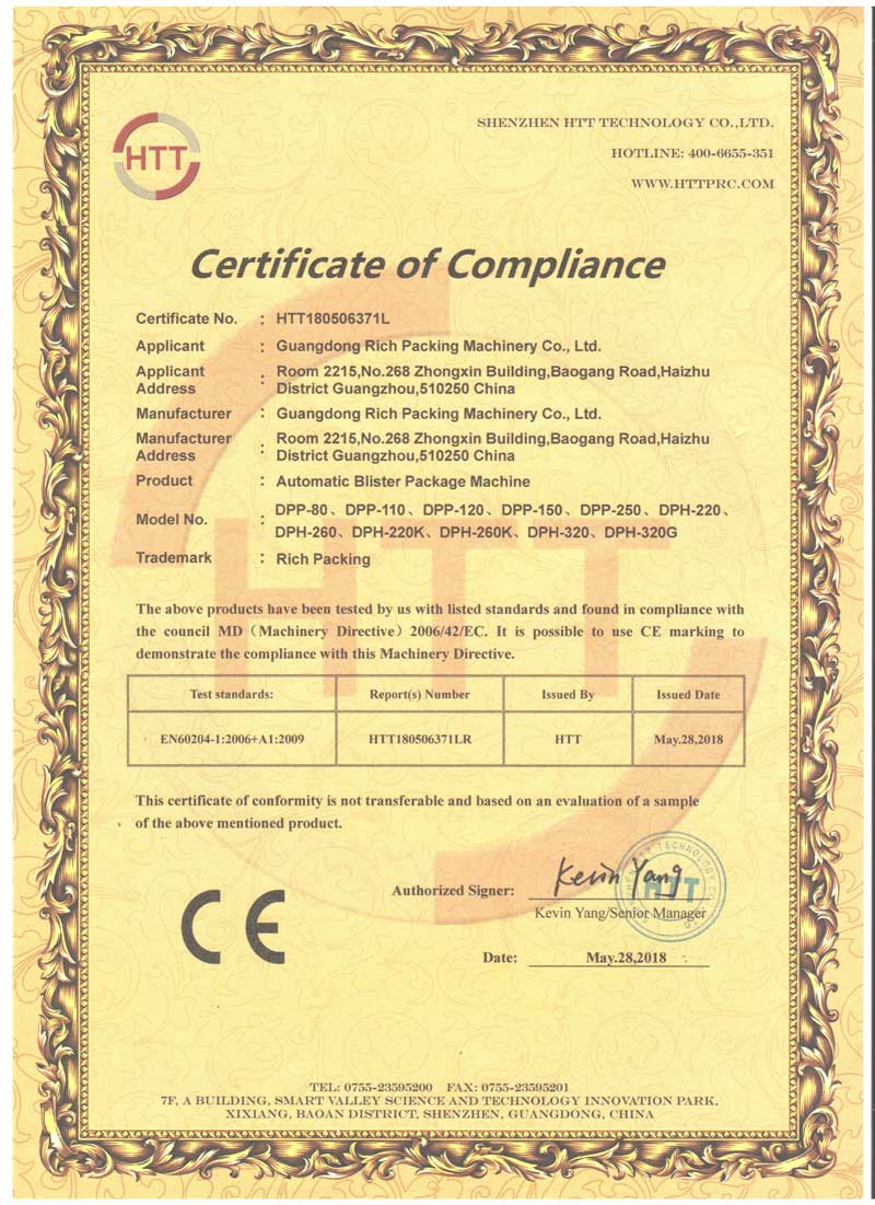 Богатый Упаковка Blister Упаковочная машина Сертификация CE Сертификация